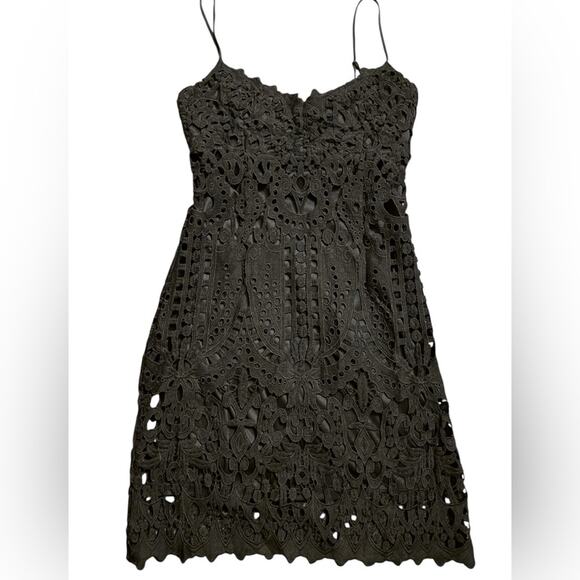 🖤 Chic Black Crochet Lace Boho Mini Dress – Size Small - Picture 2 of 6